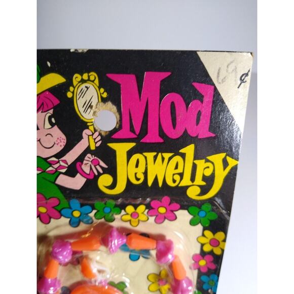 Mod Jewelry SEALED Retro Vintage Set Ear Rings Necklace Sealed Hong Kong 1970's - Picture 5 of 7